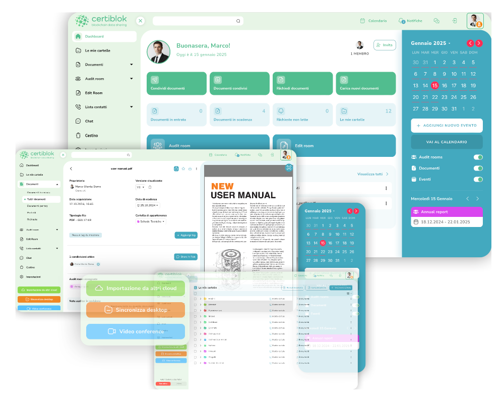 Schermate della piattaforma Certiblok