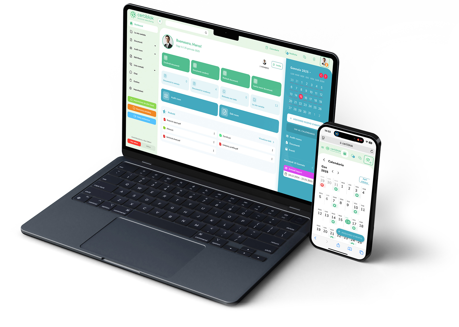 Certiblok su laptop e smartphone